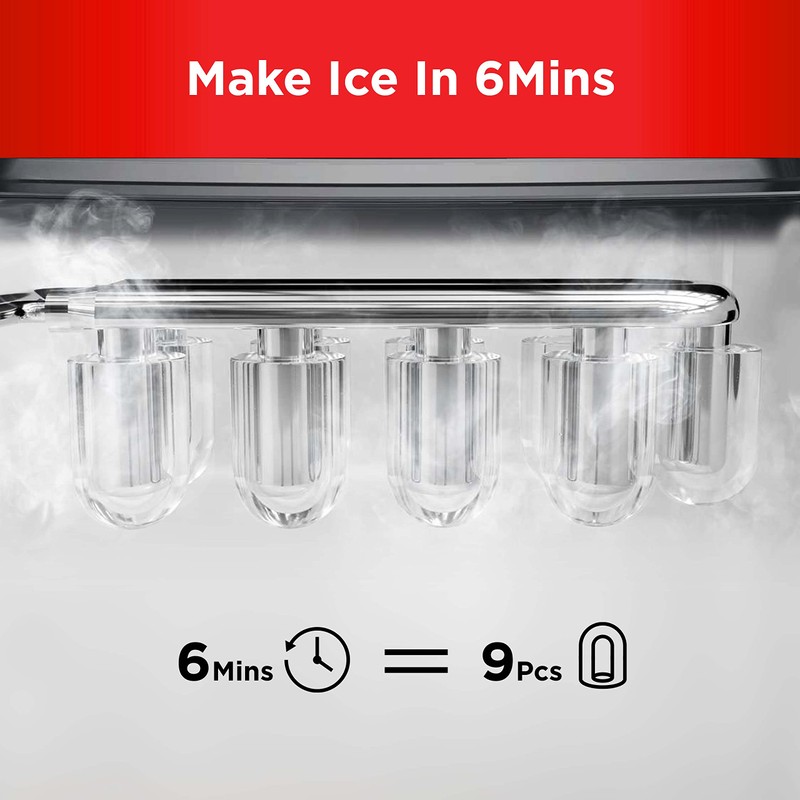Silonn Ice Makers Countertop, 9 Cubes Ready in 6 Mins,