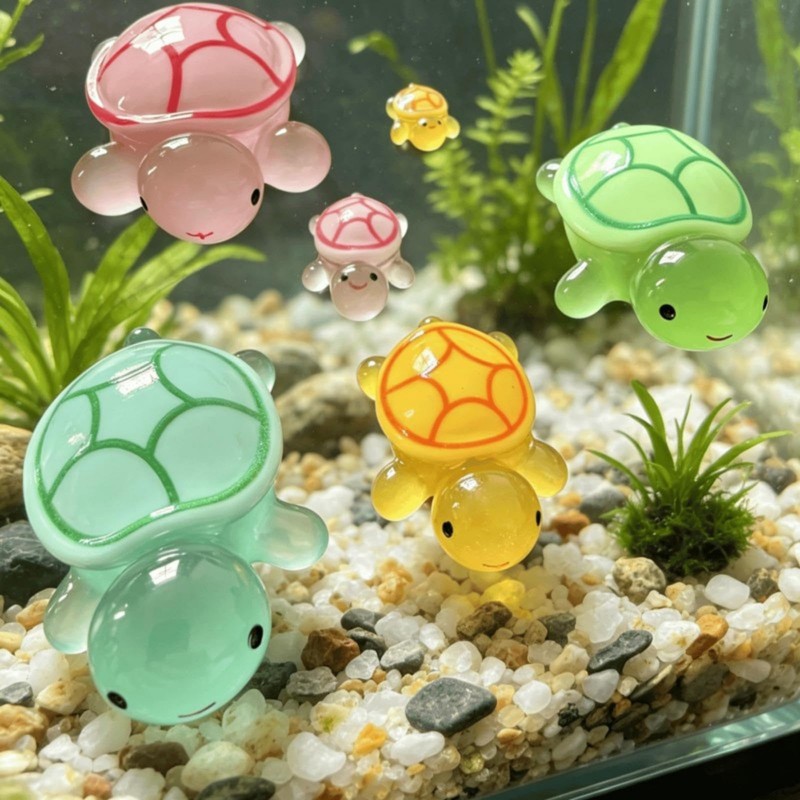 5sets 3.4inch Large Resin Turtle Family,Luminous Jumbo Animals Figures