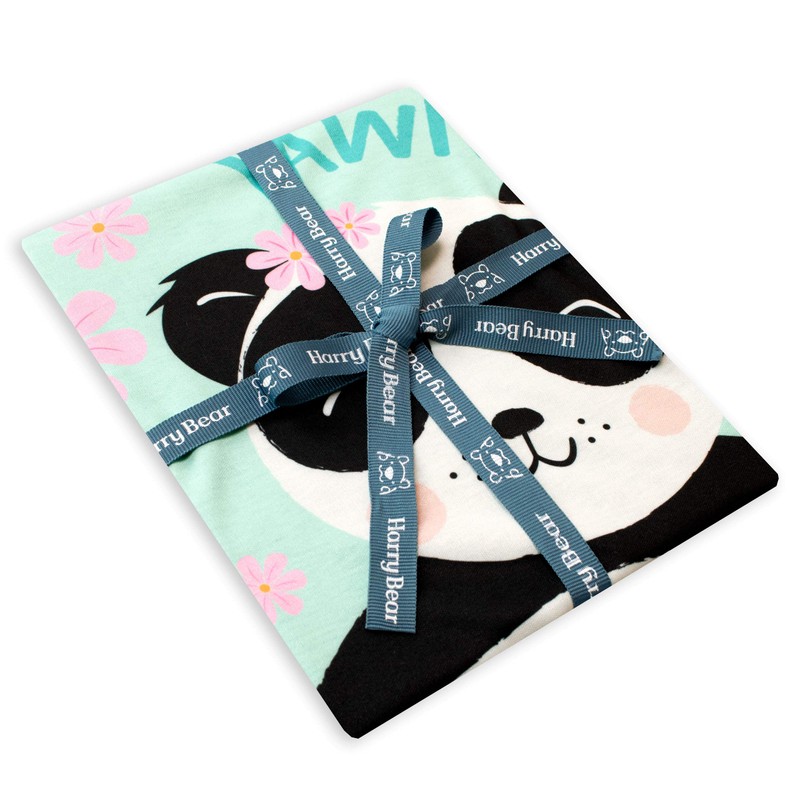 Harry Bear Girls Panda Pyjamas, Green