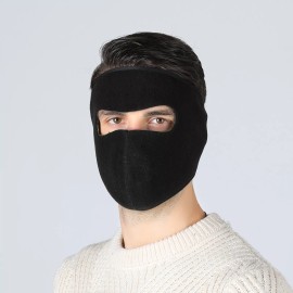 Unbranded Winter Warmer Fleece Full Face Mask Ski Snow Face Mask Balaclava for Women Men - Black
