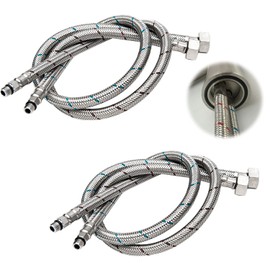 Set of 4 Tap Hose Extension G3/8 x M10, Connection Hose Fitting 60 cm, Flex Hose Extension, Extension Reinforced Hose, Hose Mixer Tap for Tap Mixer Tap (4)