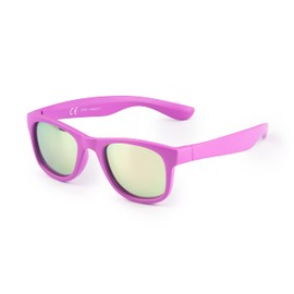 Kiddus Recycled Fishing Net Sunglasses For Girls And Boys Ages 10+ UV400 100% Protection Against UVA Rays. Help Reduce Marine Waste, Purple Pink Revo Lenses