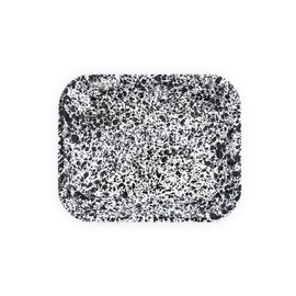 Enamelware Large Open Roaster, 13.5 x 10.75 inches, Black/White Splatter