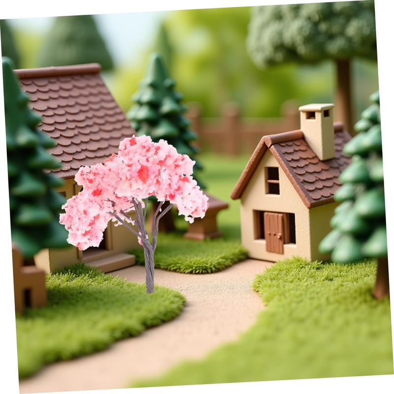 Ipetboom 10pcs Miniature Tree Pink Flower Decoration with Cherry Blossom