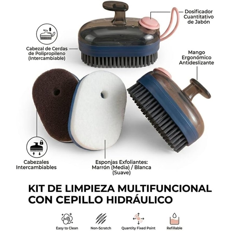 Genérico Cepillo de Limpieza 2 en 1 con Dispensador de