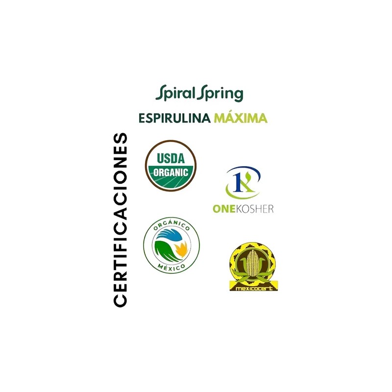 Alga Spirulina Máxima Orgánica 500 Tab Certificada Original
