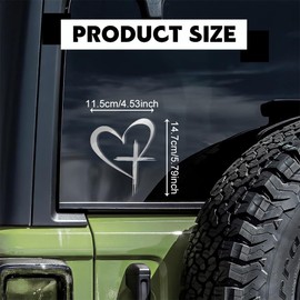 QZTYTY Love Cross Sticker Decal, Car Stickers and Decals, Decal Vinyl Sticker, Universal Car Accessories Exterior Decoration Cross Stickers Christian Compatible with Notebook, Car, Window (Silver)