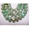 Czech 25 beads - 8x6mm Mint Green with Silver Wash