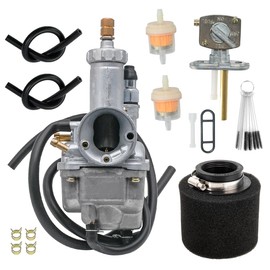 Cylinman 15003-1080 Carburetor Fit for Kawasaki Bayou 220 KLF220 KLF220A 1988-1998 Bayou 250 KLF250A 2003-2011 With Air Filter Fuel Valve Petcock Switch