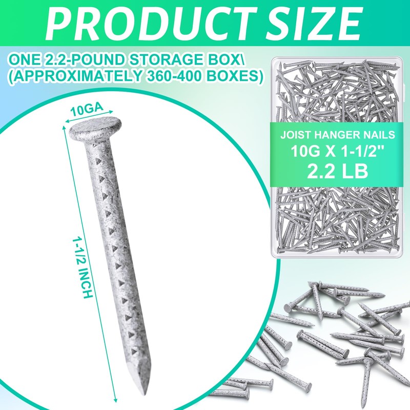 Tandefio 2.2lb 1-1/2" x 10g Joist Hanger Nails Hot Dip