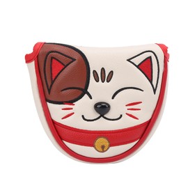 Odorkle Mallet Head Cover, Waterproof PU Plush Cat Center Putter Headcover Guard Protector with Magnetic Closure