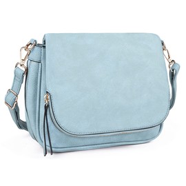 GLITZALL Small Crossbody Bag for Women PU Leather Over Shoulder Purses and Flap Cross Body Handbags with Multiple Pockets, lightblue, shoulder bag