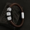 CaptainSteeL Bracelet for men-Leather Stainless Steel Black/Brown Braided Chain,Braided Leather