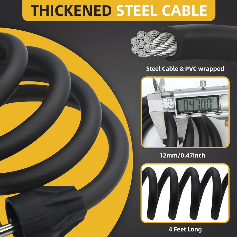 Yobbom Heavy Duty Chain Lock & Combo Cable Lock with