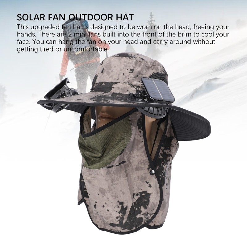 Wide Brim Solar Fan Hat Outdoor Fishing Sunscreen Quick Drying