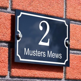 Badgemaster Modern Anthracite House Number Sign Plaque Stainless Steel Standoffs 20cm x 13cm Chamfered Border