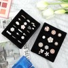Xyembu 2 PCS Black Velvet Stackable Ring Organizer Tray, Earrings