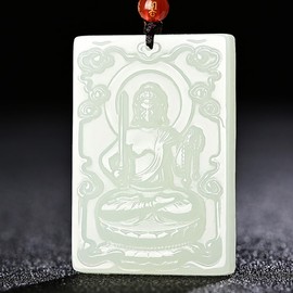 c1lint7785631 Women's Necklaces Men's Necklaces Men's Necklacel Manual Sculpture Green JadeAcala Sanskrit GuanYin Kwan-Yin Goddess Buddha Pendant Amulet necklace crystal gemstone amulet (Acala (Immovable))