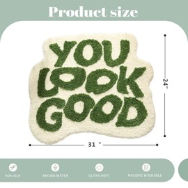 QUIRAI You Look Good Bath Mat,Green Bath Rugs 24”x 31”Funny Bathroom Decor,Cute Bath Mats for Bathroom Non Slip,Cool Rugs Microfiber Washable Absorbent for Bedroom Bathtub