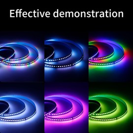 LOAMLIN Individually Addressable RGB LED Strip 6.5FT 144LEDs/M 5050 SMD with WS2812 IC Control Smart Flexible Dream Full Color White PCB Light IP30 Non Waterproof DC5V（No Adapter or Controller）