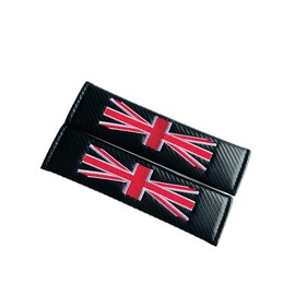 Union Jack UK Flag Style Carbon Fibre Seat Belt Pads Cushions compatible with MINI Cooper R55 R56 R57 R58 R59