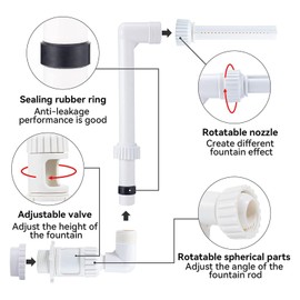 iFCOW Pool Waterfall Fountain, Adjustable Dual Spray Pool Water Sprinkler Fountain fit 1. 5“ Return Jets for Outdoor Inground& Above Ground Swimming Accessories Decoration