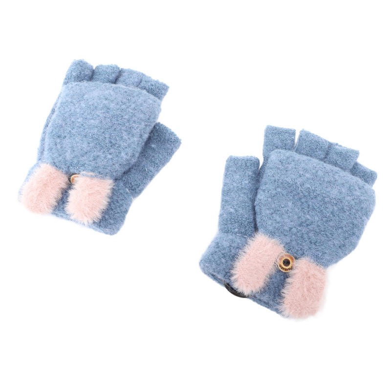 USB Heated Knitted Flap Gloves Half Finger 5V Winter Heating