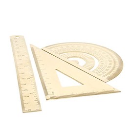 Utoolmart Brass Ruler Set, Triangle Ruler, 180 Degrees Protractor, 15cm / 5.9-inch Straight Ruler, Measuring Tool for Drafting Drawing Learning Math Geometry Ruler 1 Pcs