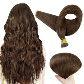 ALISY Human Hair I TIP Tip Extensions Remy Hair Color Wig Extensions 50 Pieces (16 inch, 8#)