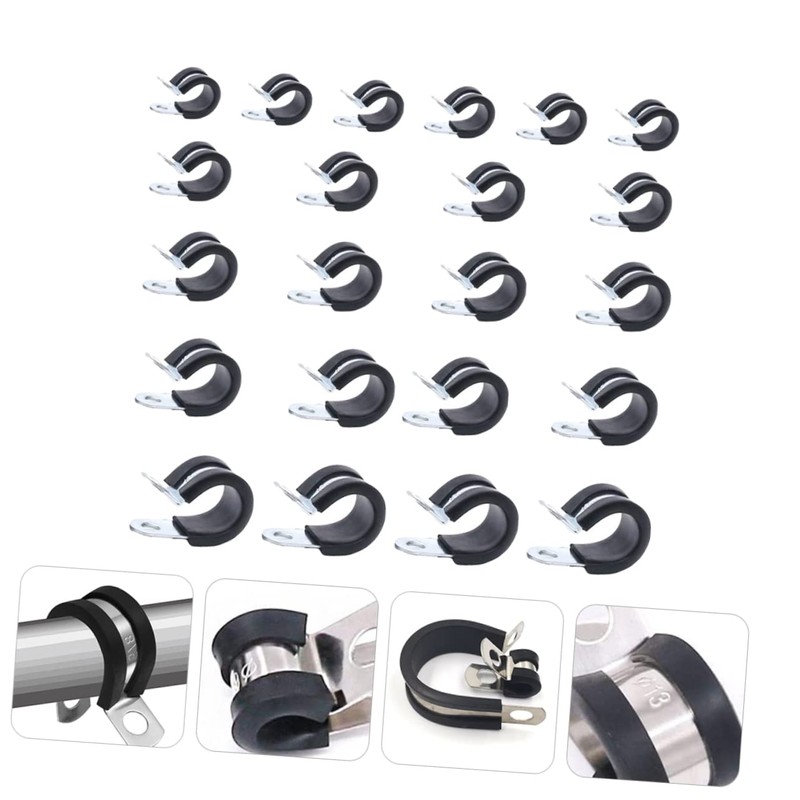 LABRIMP 44pcs Stainless Steel Cable Clamps with Rubber Cushion Durable