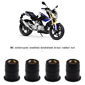 eMagTech 10x M5 Motorcycle Wind Screen Windshield Bolts Washers Wellnut Rubber Brass Compatible with Ducati Honda Kawasaki Yamaha Polaris ATV Black