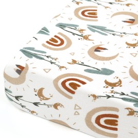 GRSSDER Soft Muslin Crib Sheet 1 Pack, 100% Cotton Crib Sheets for Boys and Girls, Fit Standard Crib Mattresses 52" x 28" Safe and Snug, Stylish Cute Rainbow Print