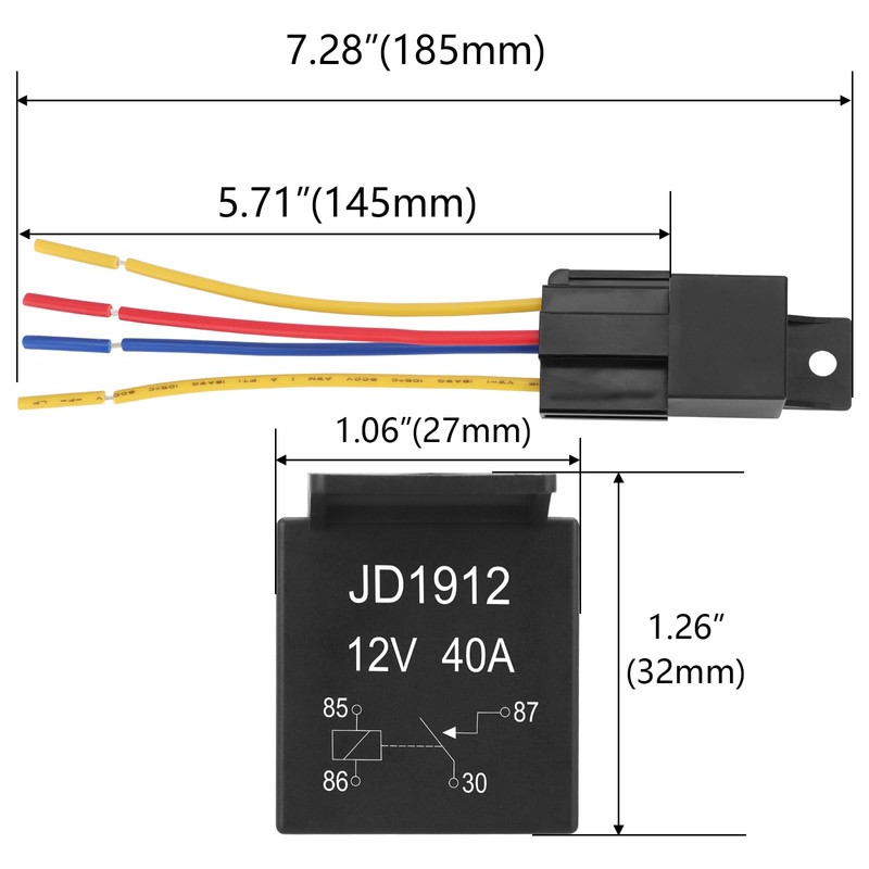 Weasch 6 Pack JD1912 Car Relay Kit, 12V 40A, SPST