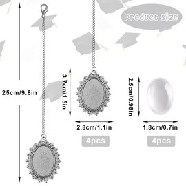 BLOCE Graduation Cap Photo Charm, 4Pcs Class of 2024 College Gifts Custom Graduation Cap Tassel, Silver DIY Memorial Pendant for Graduation Cap and Gown Ceremony