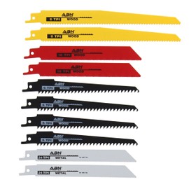 ABN Reciprocating Saw Wood & Metal/Bi-Metal Blade 10-Piece Set – Demolition, Plumbing, General Reciprocate Blades Kit