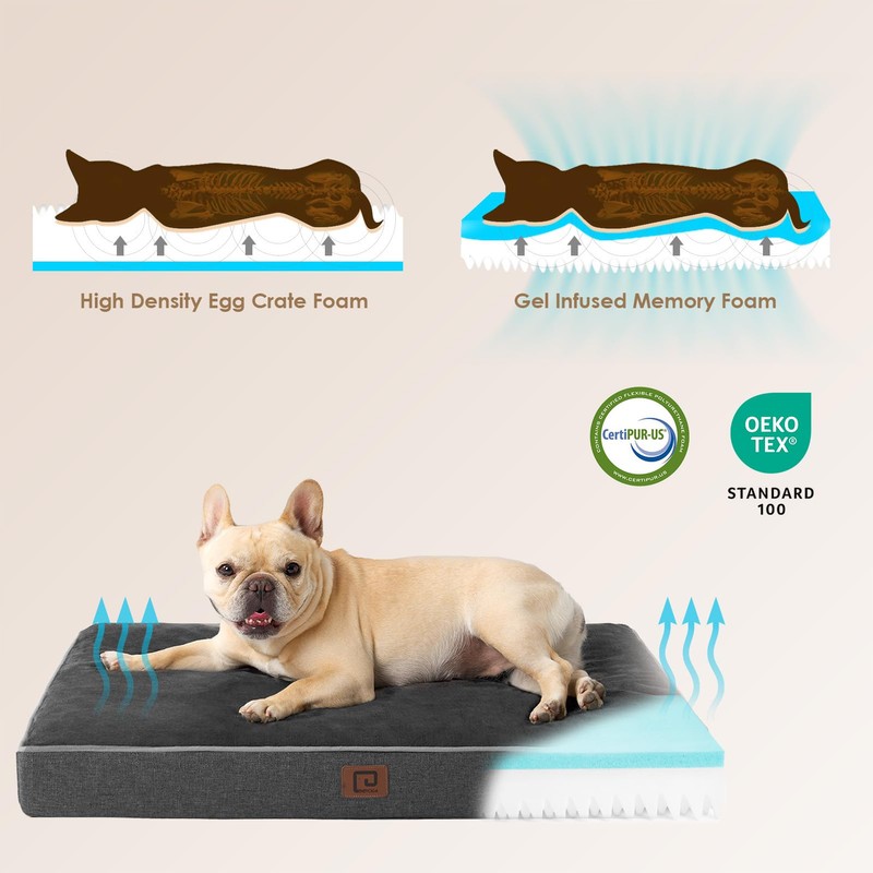 EHEYCIGA Waterproof Dog Bed Orthopedic 47"x29", Memory Foam Pet Bed