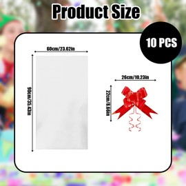 Pack of 10 Transparent Gift Film, 5 Cellophane Bags 60 x 90 cm with 5 Coloured Bows, Transparent Film Gift Film for Gift Wrapping, Weddings, Crafts and Food
