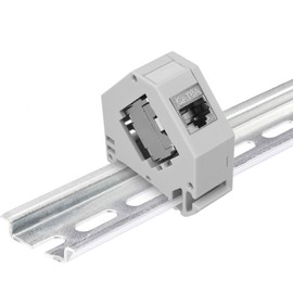 kwmobile Keystone Module and DIN Rail Adapter Set - Fits Standard DIN Rail - 4x CAT 6A Module 4x Holder - RJ45 Socket Shielded - Tool-Free
