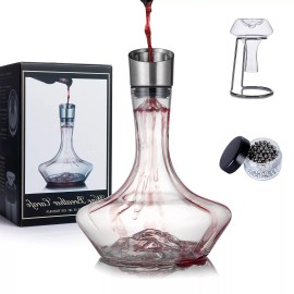 NEW PACIFIC YOUYAH YouYah Iceberg Wine Decanter Set with Aerator Filter,Drying Stand and Cleanin...