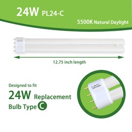 PL24-C 24W Replacement for OttLite B24553 T40J34 Fluorescent Light Bulb,24W Fluorescent Light Bulbs Tpye C,5500K Bright Natural Daylight,2G11 Base,2 Pack