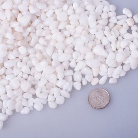 GRANDAN 5.9 LB Polished Pebbles 3/8", Gravel Size Natural Decorative Smooth White River Rocks, Small Pebble Stone for Landscaping, Succulent, Bonsai, Potted Plants, Aquarium, Fairy Garden