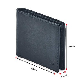 portafolios plegable de piel real para hombre, con bloqueo RFID, bolsillo frontal delgado y minimalista, delgada y elegante con ventana de identificac