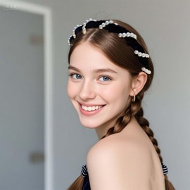 3-Piece Vintage High Cranium Artificial Pearl Hairband with Teeth Hoop - Non-Slip, Decorative Claw Headband for Women, Bridal & Fun Hair Accessories