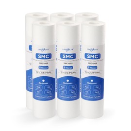 Whole House 5 Micron 10" x 2.5" Spun Polypropylene Sediment Well Water Filter Cartridge Replacement for Culligan P5, WH-S200-C, HF-360A, P5A, P5-10, SDC-25-1005, WHKF-GD05, AP110, FP15 (Pack of 6)
