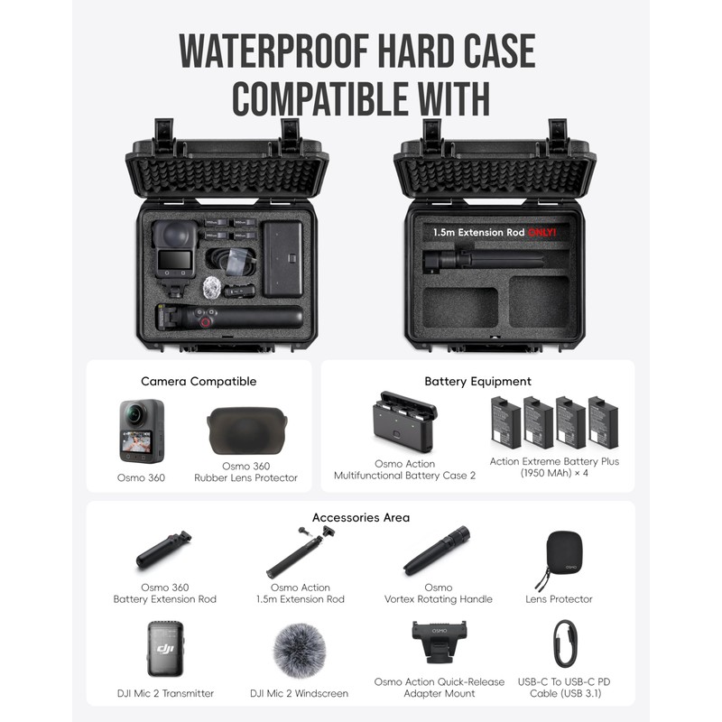 Hard Case for DJI Osmo 360 Standard/ Adventure/ Vortex/ Popular