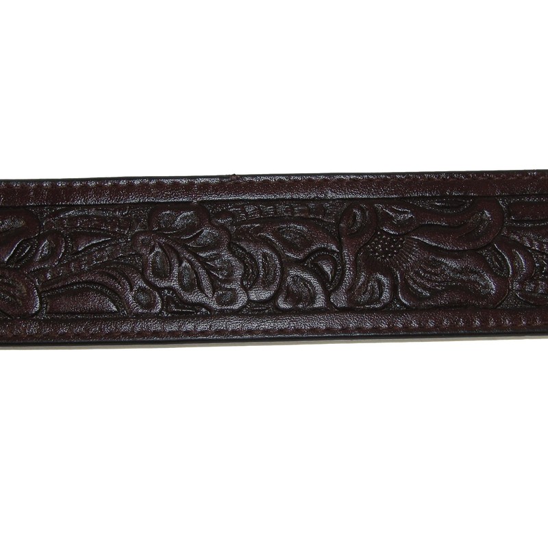 CTM Embossed Leather Money Belt with Removable Buckle, 36, Brown