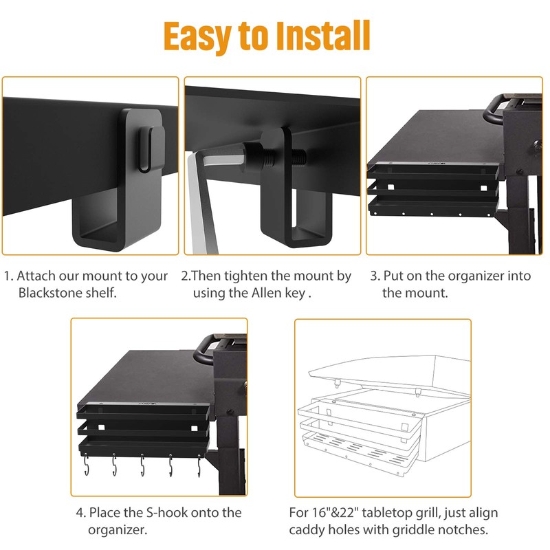 RUSFOL Upgraded Stainless Steel Griddle Caddy for 28"/36" Blackstone Griddles,