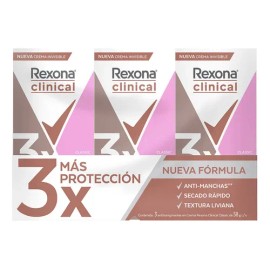 Antitranspirante En Crema Rexona Woman Clinical Classic Paquete De 3 Piezas De 58 G C/u