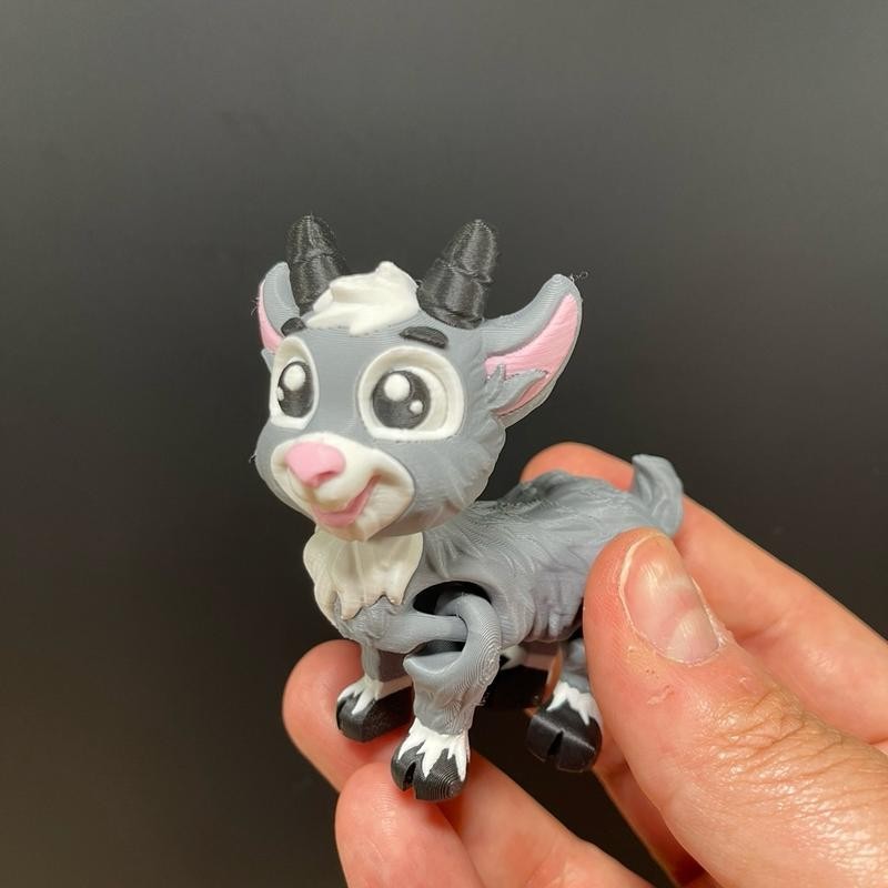 3D Printed Goat Figurine Desk Buddy - Color: Long Horn