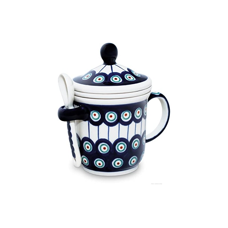 Original Bunzlauer Keramik Tea Cup with Tea Strainer, Lid and